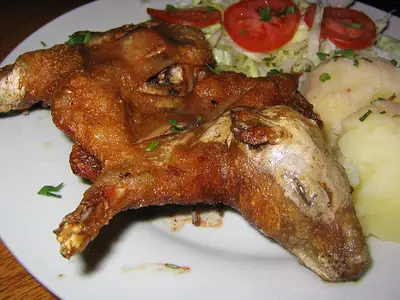 Roast guinea pig also known as Cuy